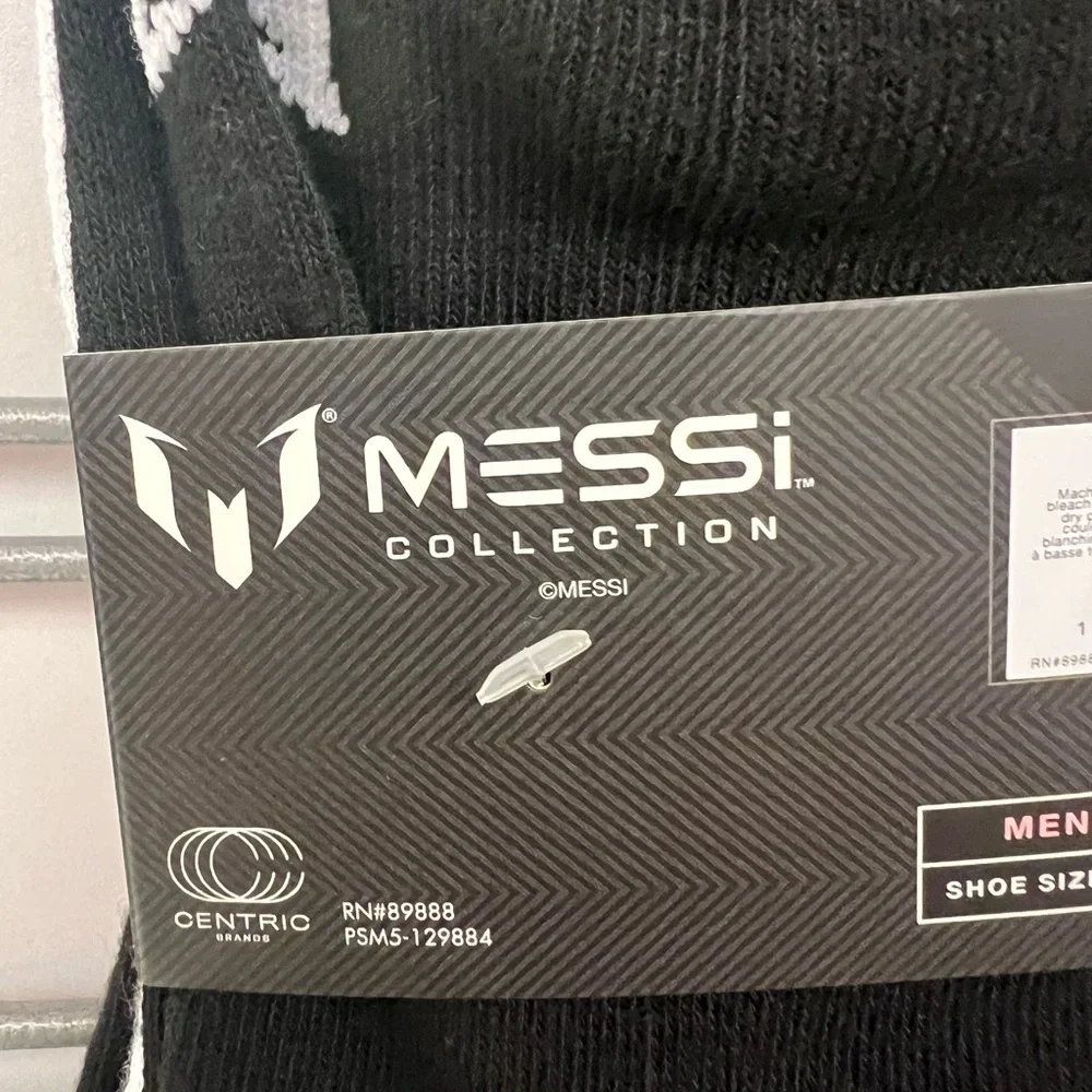 MESSI Cushioned Shortie Crews - Pink and Black Size Men’s 6-12 Women’s 10-13